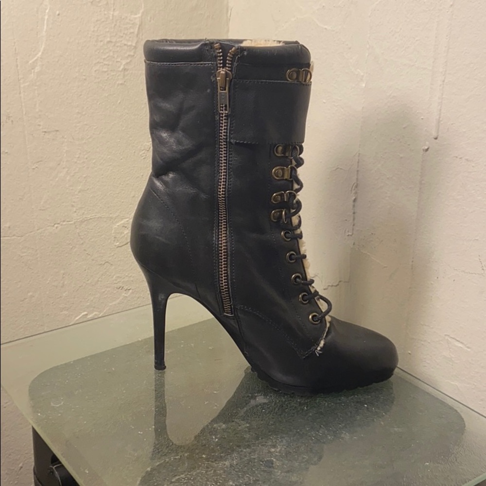 Aldo black genuine leather heeled boots - Picture 3 of 4